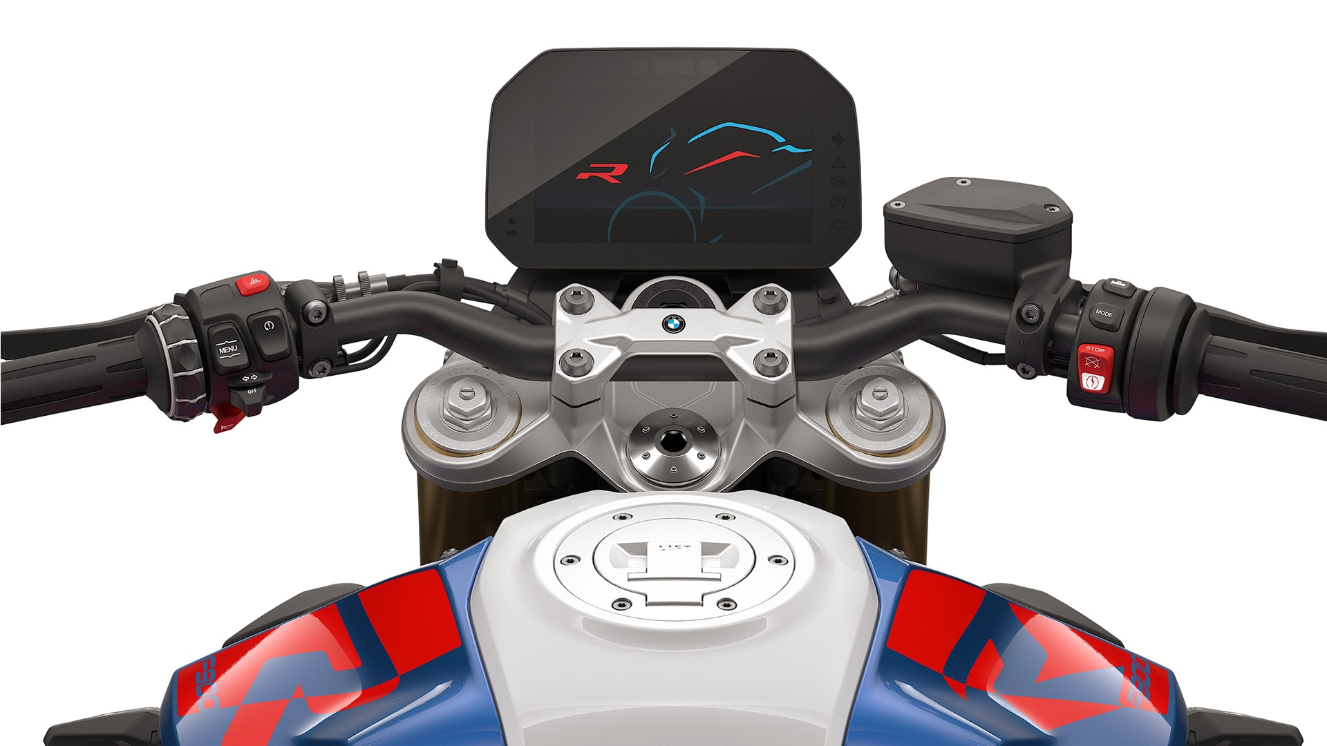 The adjustable upside-down suspension fork of the F 900 R from BMW Motorrad