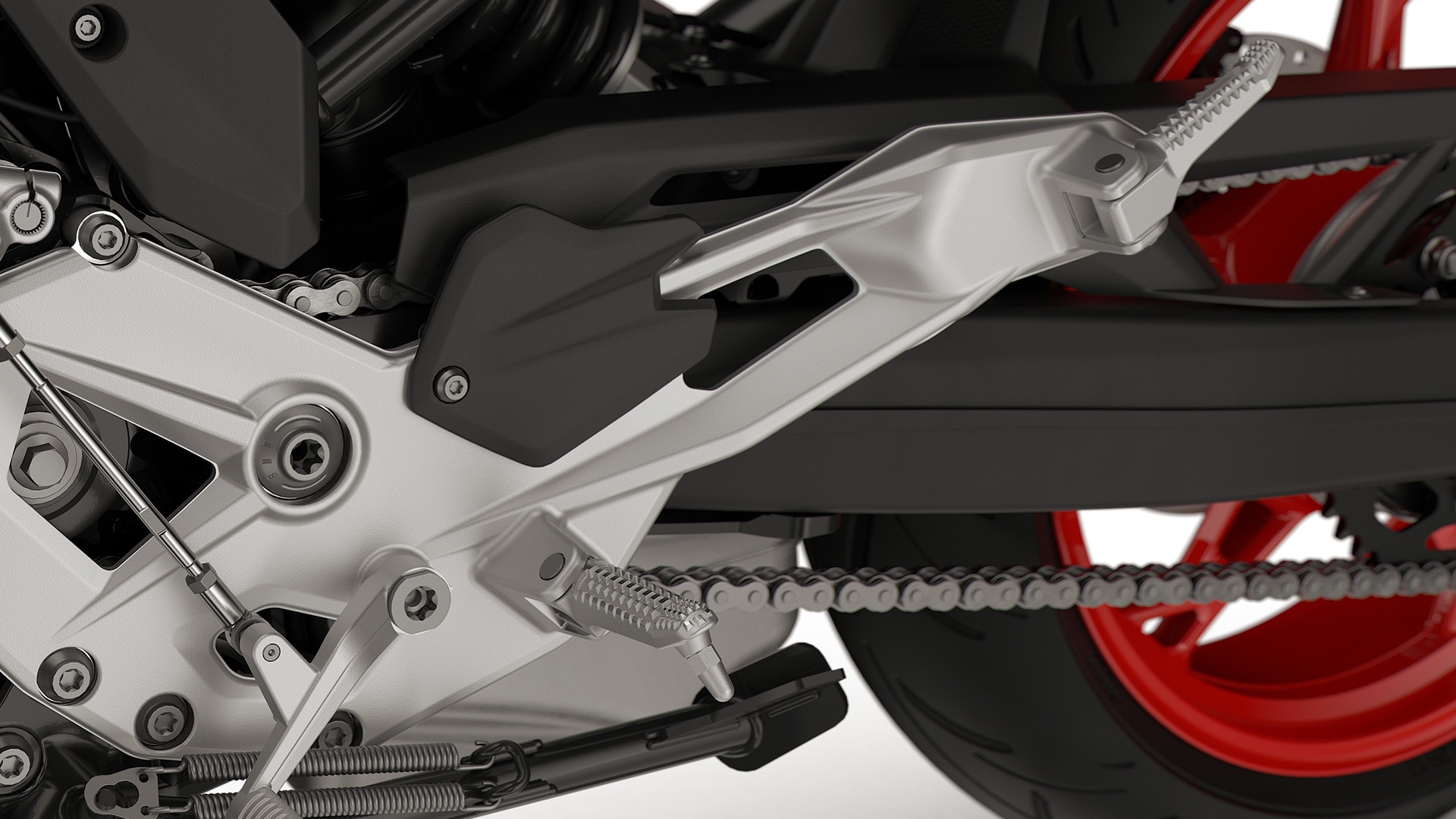 Milled footrests and foot lever of the F 900 R from BMW Motorrad